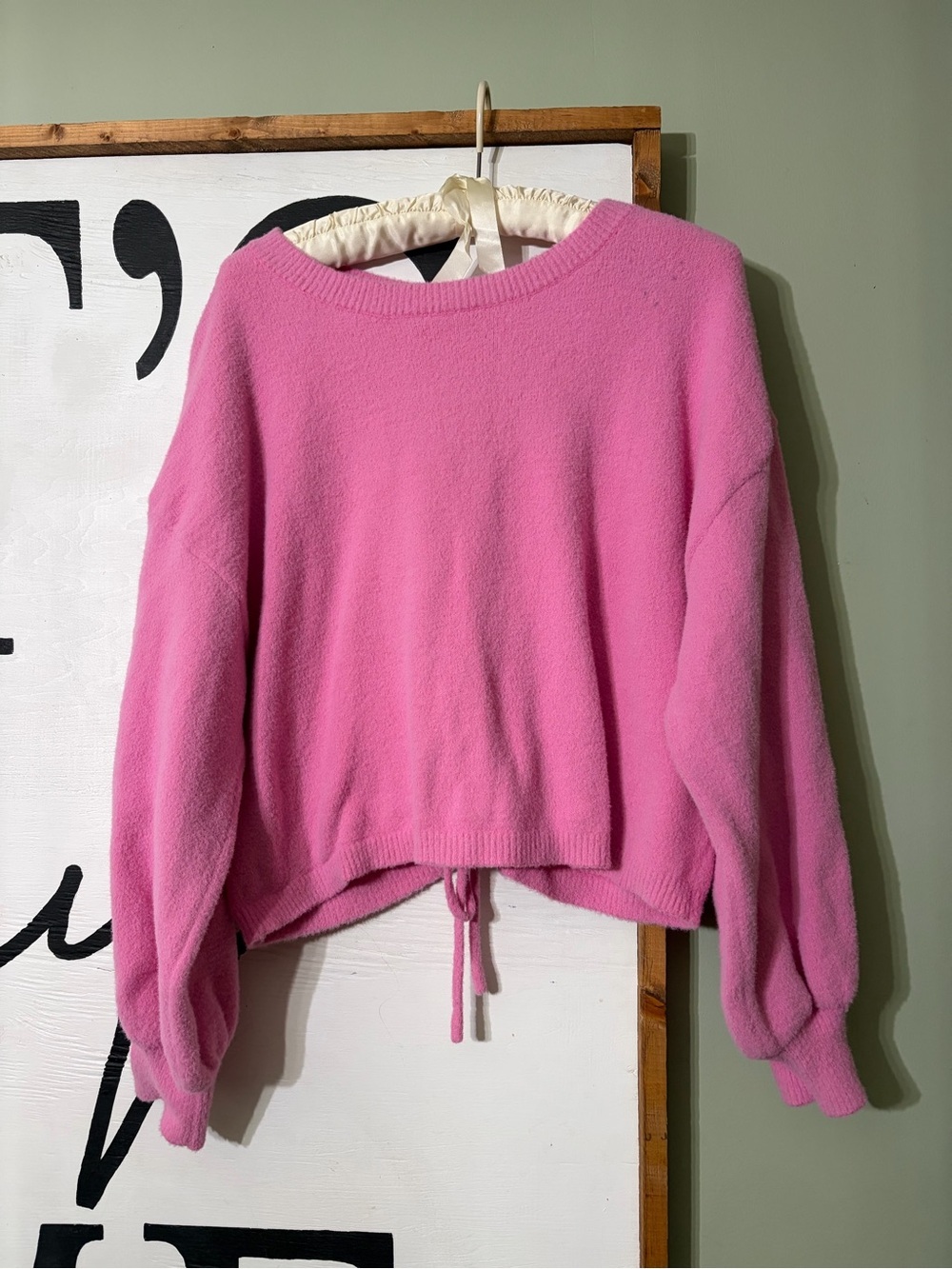 Le Lis Pink Drawstring Hem Crewneck Sweater